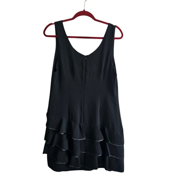 Julie Brown Size 12 Ruffle Black Dress Classic Minimal Timeless Sleeveless - Picture 3 of 7